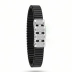 Stacked Pave Bars Ceramic Bracelet 925 Sterling Silver