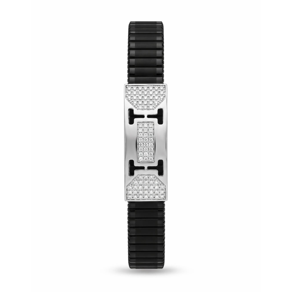H-Frame Pave Ceramic Bracelet 925 Sterling Silver
