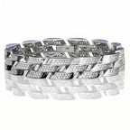 Diagonal Pave Curb Link Bracelet 925 Sterling Silver