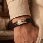 Twin Bar Pave Ceramic Bracelet 925 Sterling Silver