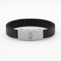 Star Emblem Pave Ceramic Bracelet 925 Sterling Silver