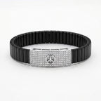 Star Emblem Pave Ceramic Bracelet 925 Sterling Silver