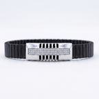 Cage Bar Pave Ceramic Bracelet 925 Sterling Silver