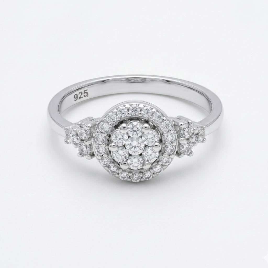 Multi Shape Stone Cluster Ring 925 Silver