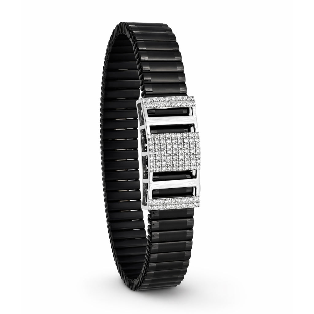 Architect Pave Plaque Ceramic Bracelet 925 Sterling Silver
