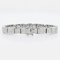 Wide Pave Link Bracelet 925 Sterling Silver