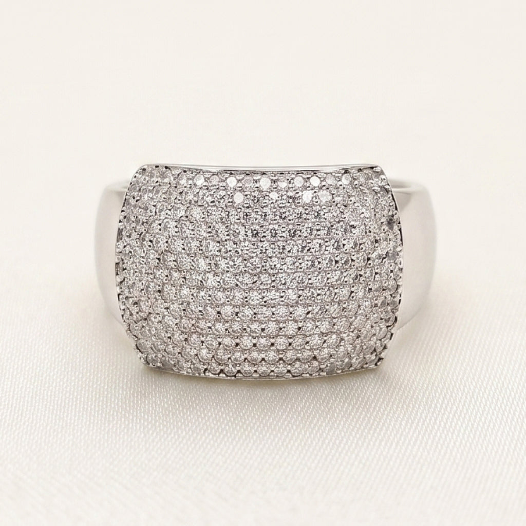 Cushion Dome Pave Signet Ring