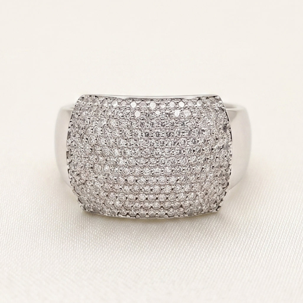 Cushion Dome Pave Signet Ring