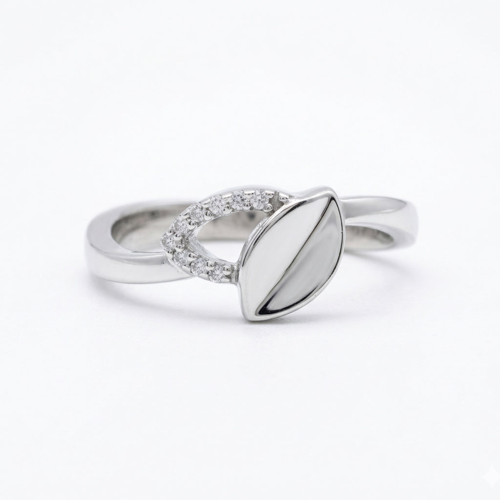 Teardrop Frame Stone Ring 925 Silver Geometric