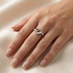 Teardrop Frame Stone Ring 925 Silver Geometric