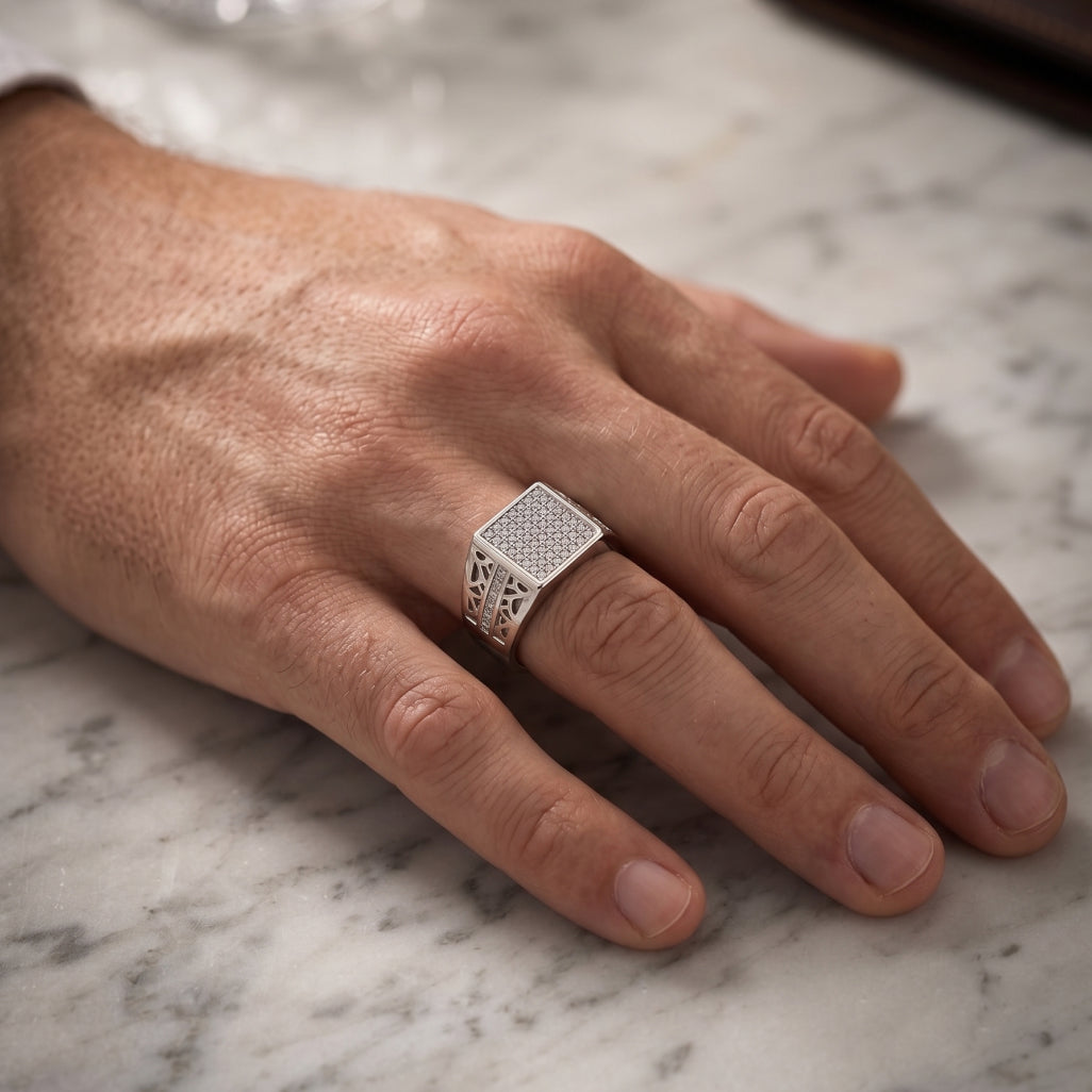 Scroll Shoulder Stone Signet Ring