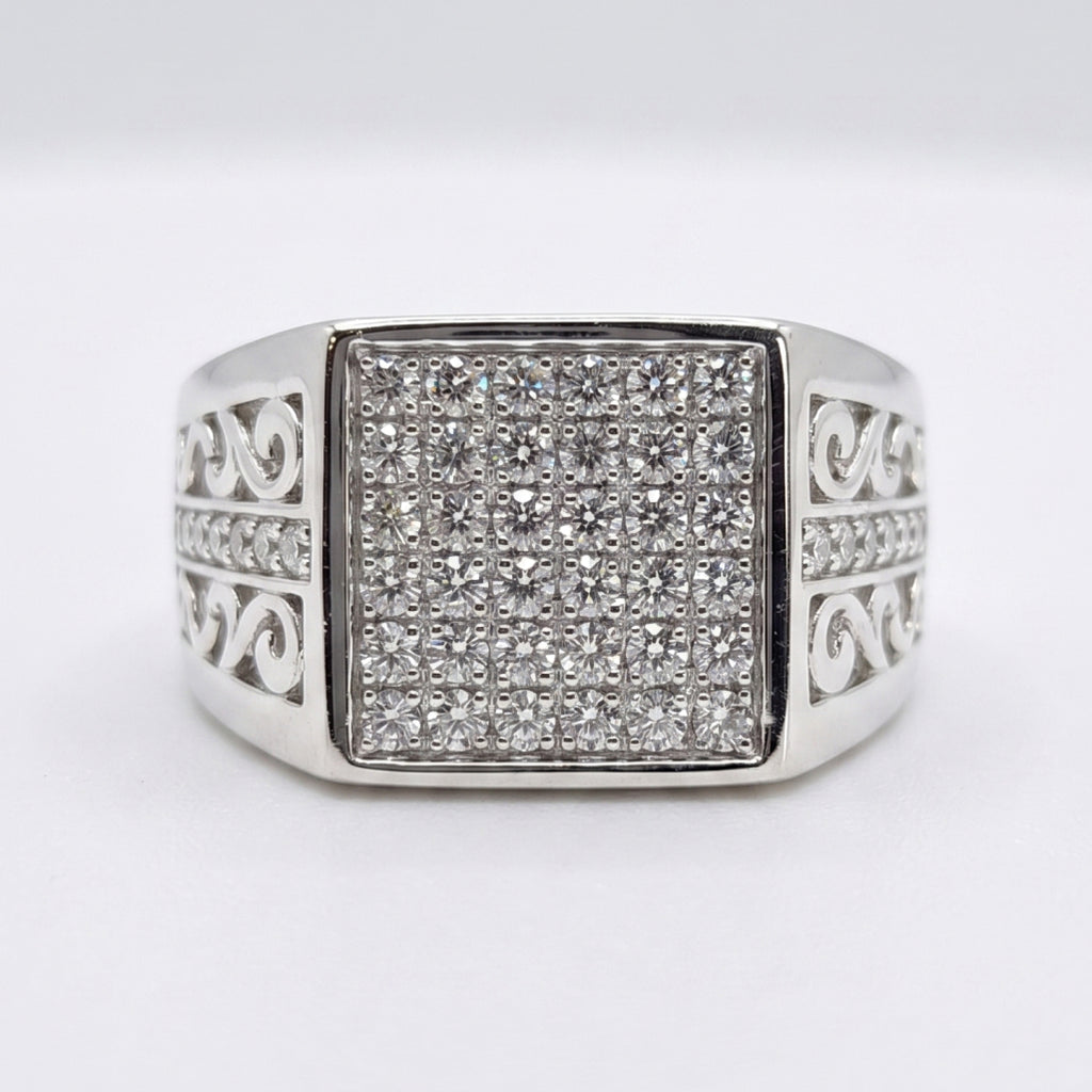 Scroll Shoulder Stone Signet Ring