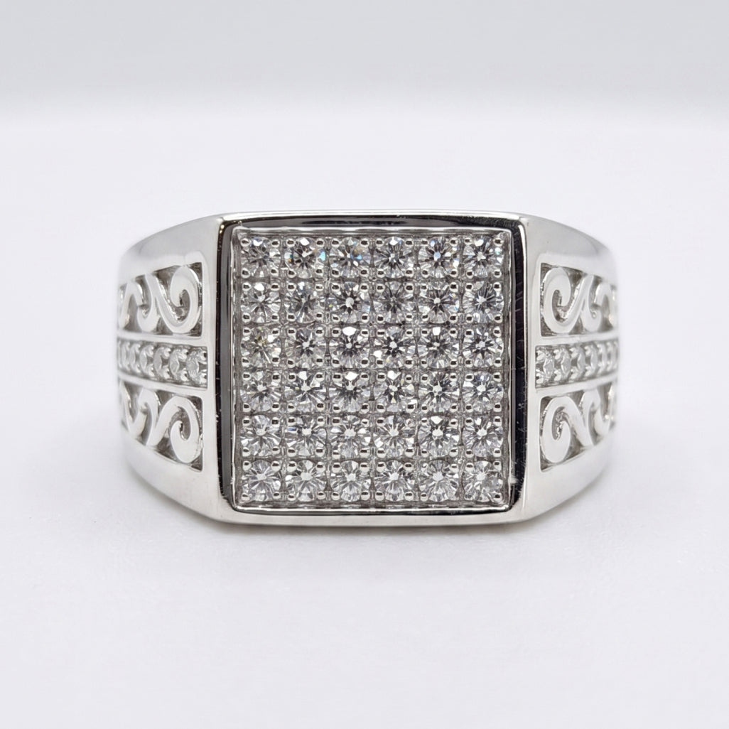 Scroll Shoulder Stone Signet Ring