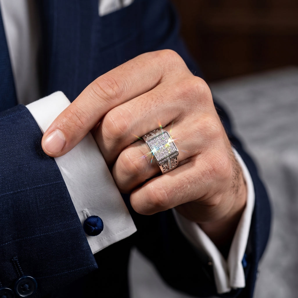 Scroll Shoulder Stone Signet Ring