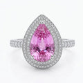 Pear Cut Pink Halo Statement Ring
