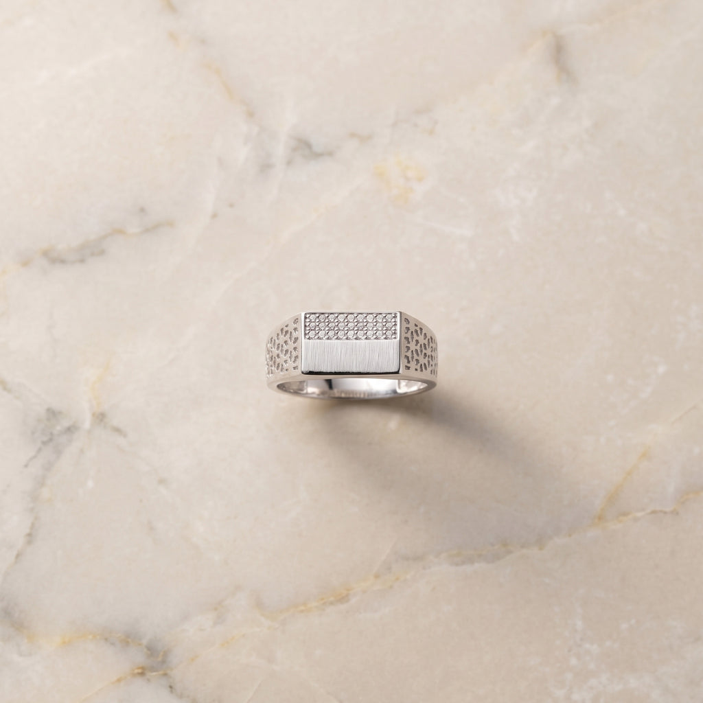 Lattice Hex Stone Bar Ring