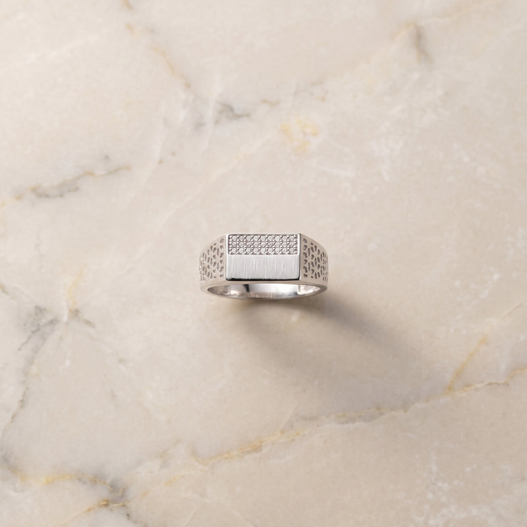Lattice Hex Stone Bar Ring
