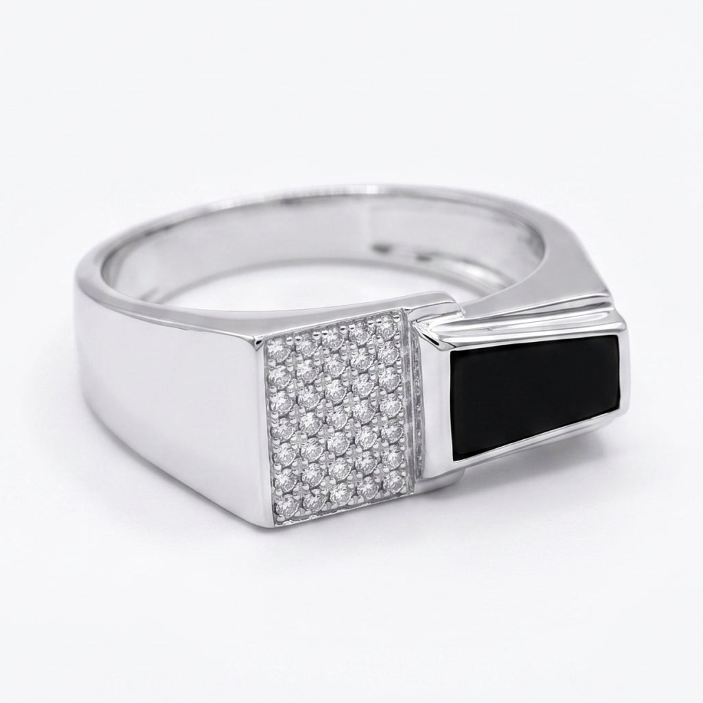 Stone & Onyx Block Signet Ring