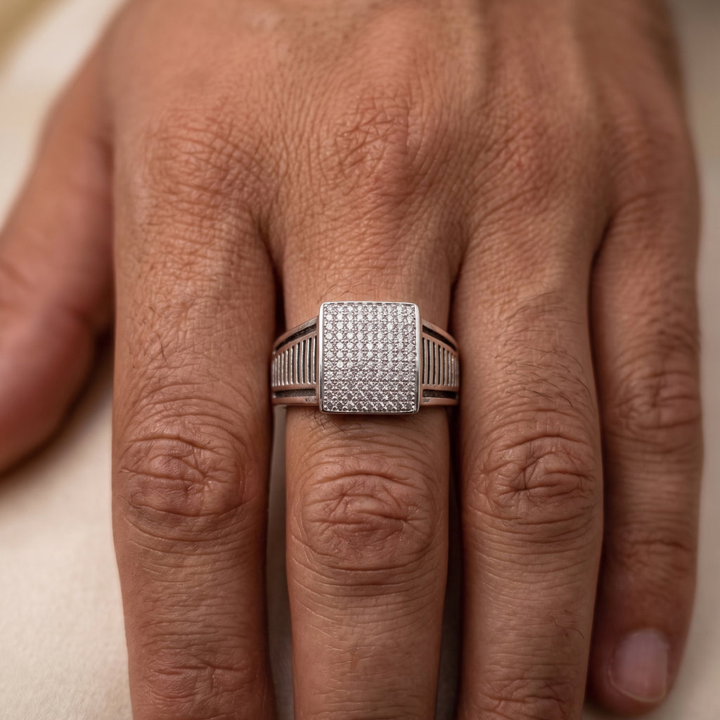 Grid Fence Signet Ring