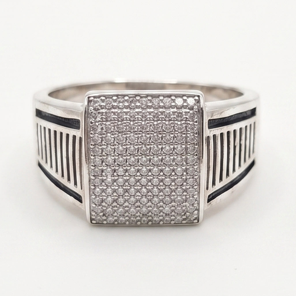 Grid Fence Signet Ring