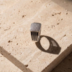 Grid Fence Signet Ring