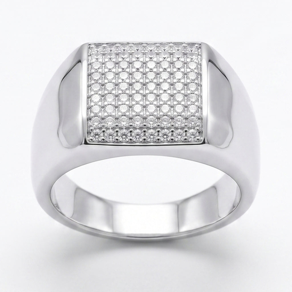 Square Pave Signet Ring