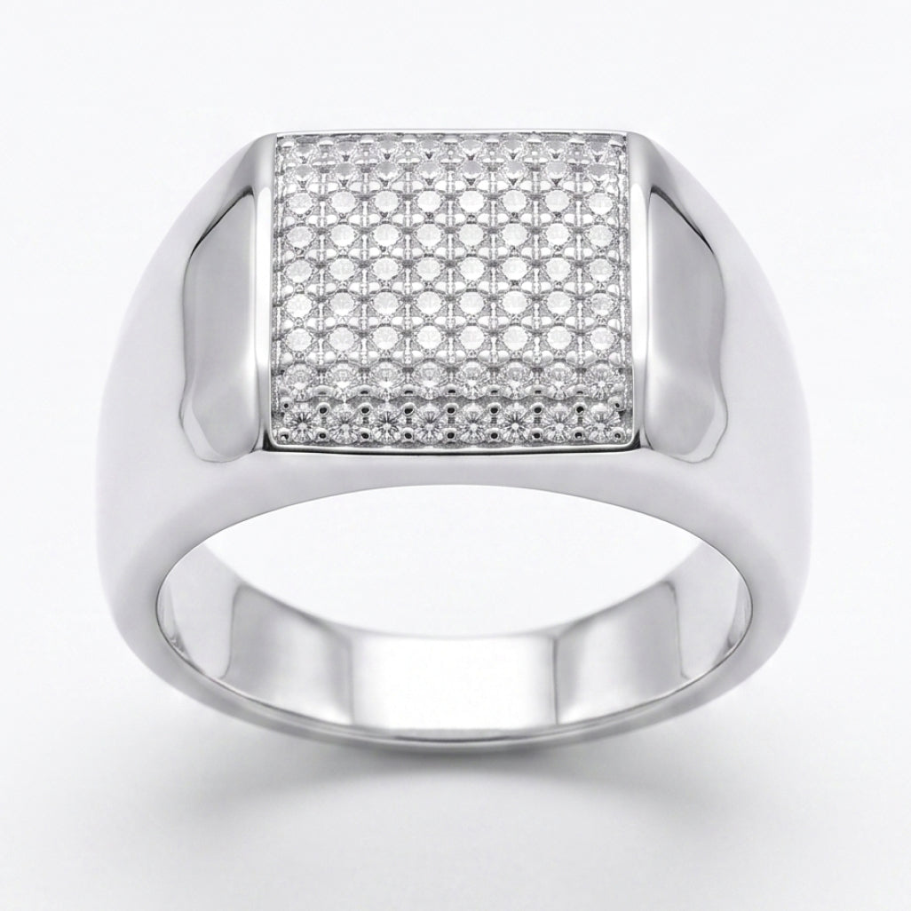 Square Pave Signet Ring