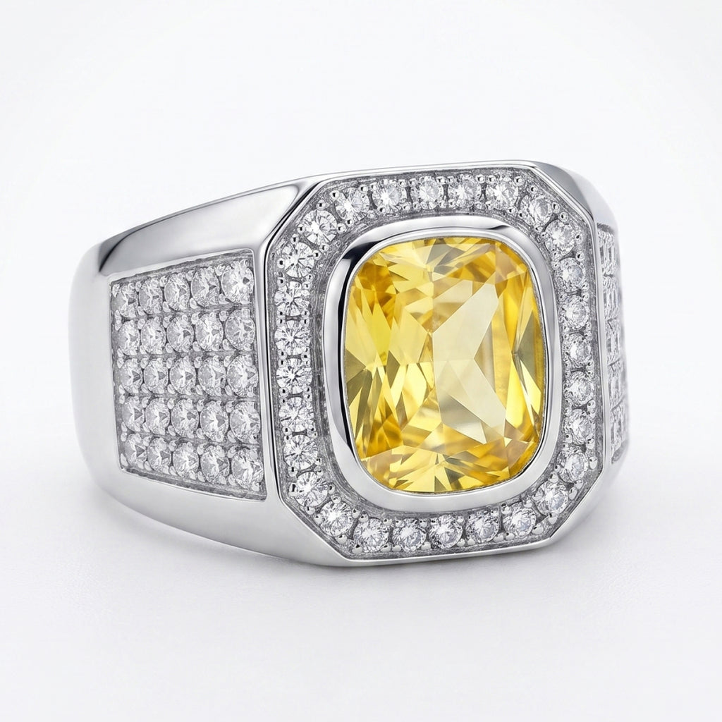 Citrine Halo Signet Ring