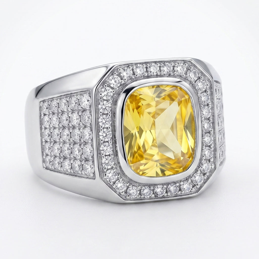 Citrine Halo Signet Ring