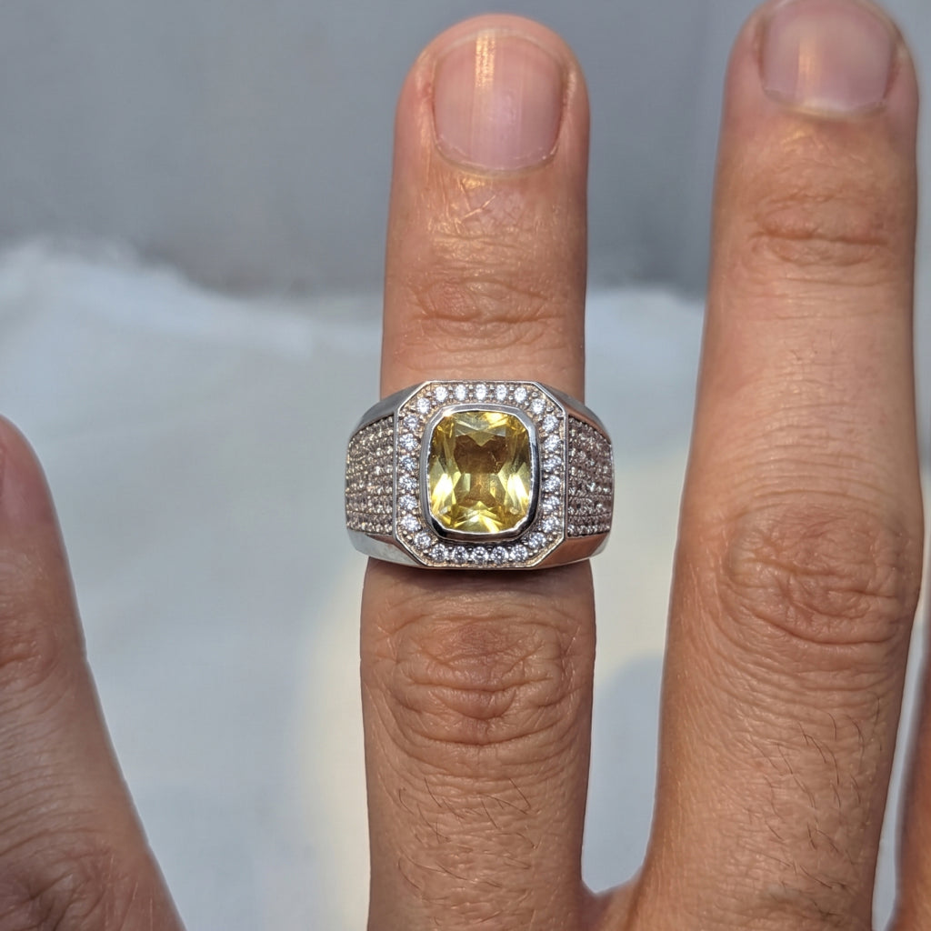 Citrine Halo Signet Ring