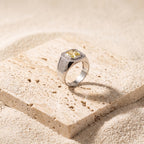 Citrine Halo Signet Ring