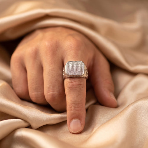Diamond Cut Signet Ring