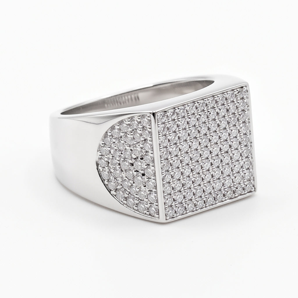 Full Pave Cushion Signet Ring
