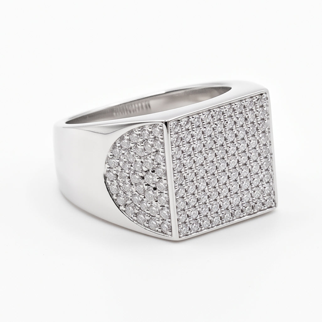 Full Pave Cushion Signet Ring