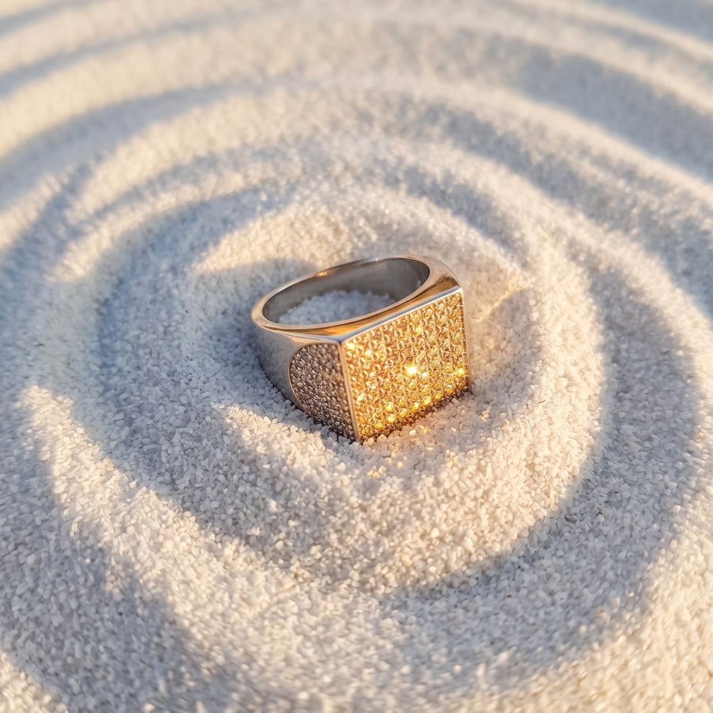 Full Pave Cushion Signet Ring