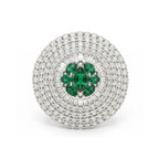 Emerald Dome Cocktail Ring 925 Silver Statement