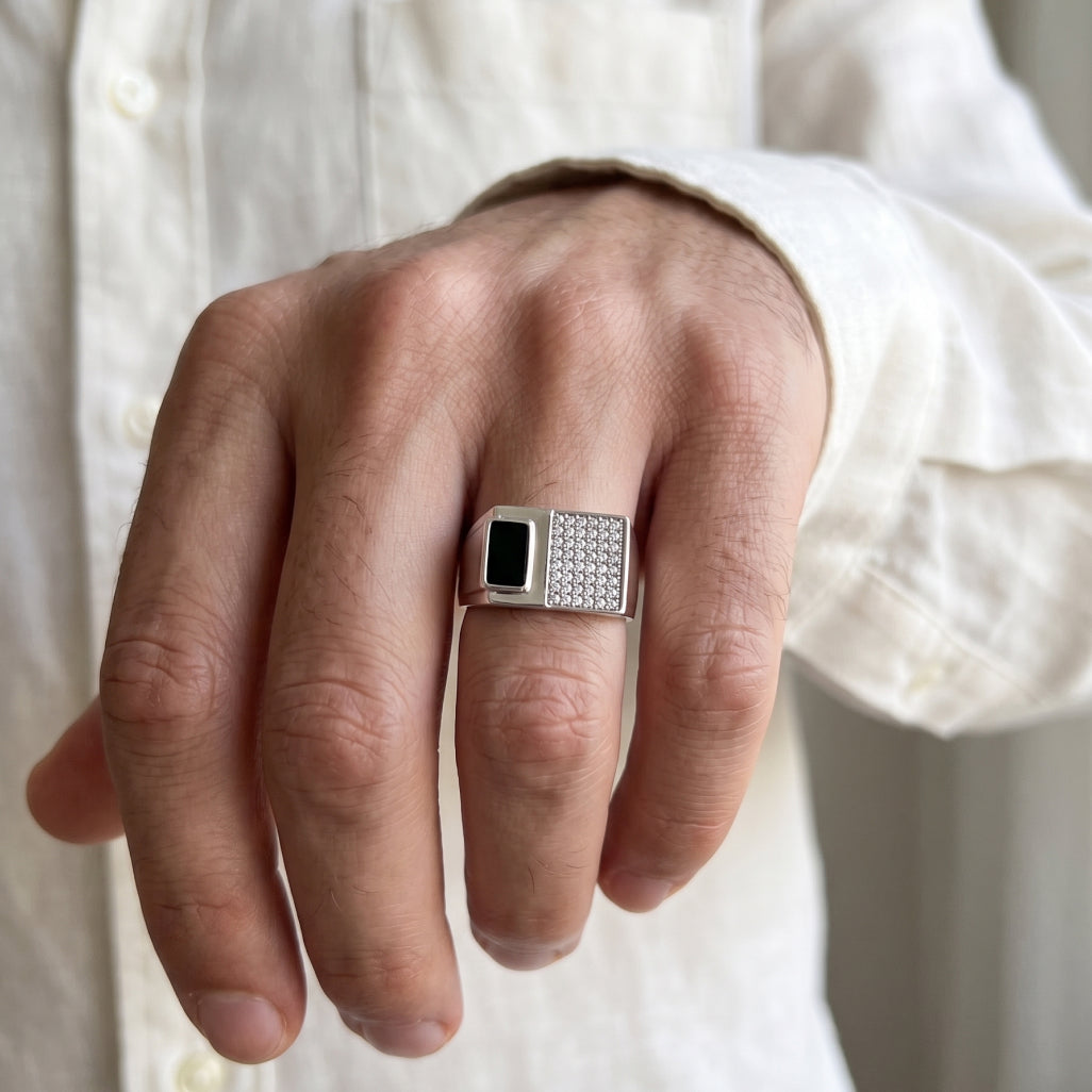 Onyx Panel Signet Ring