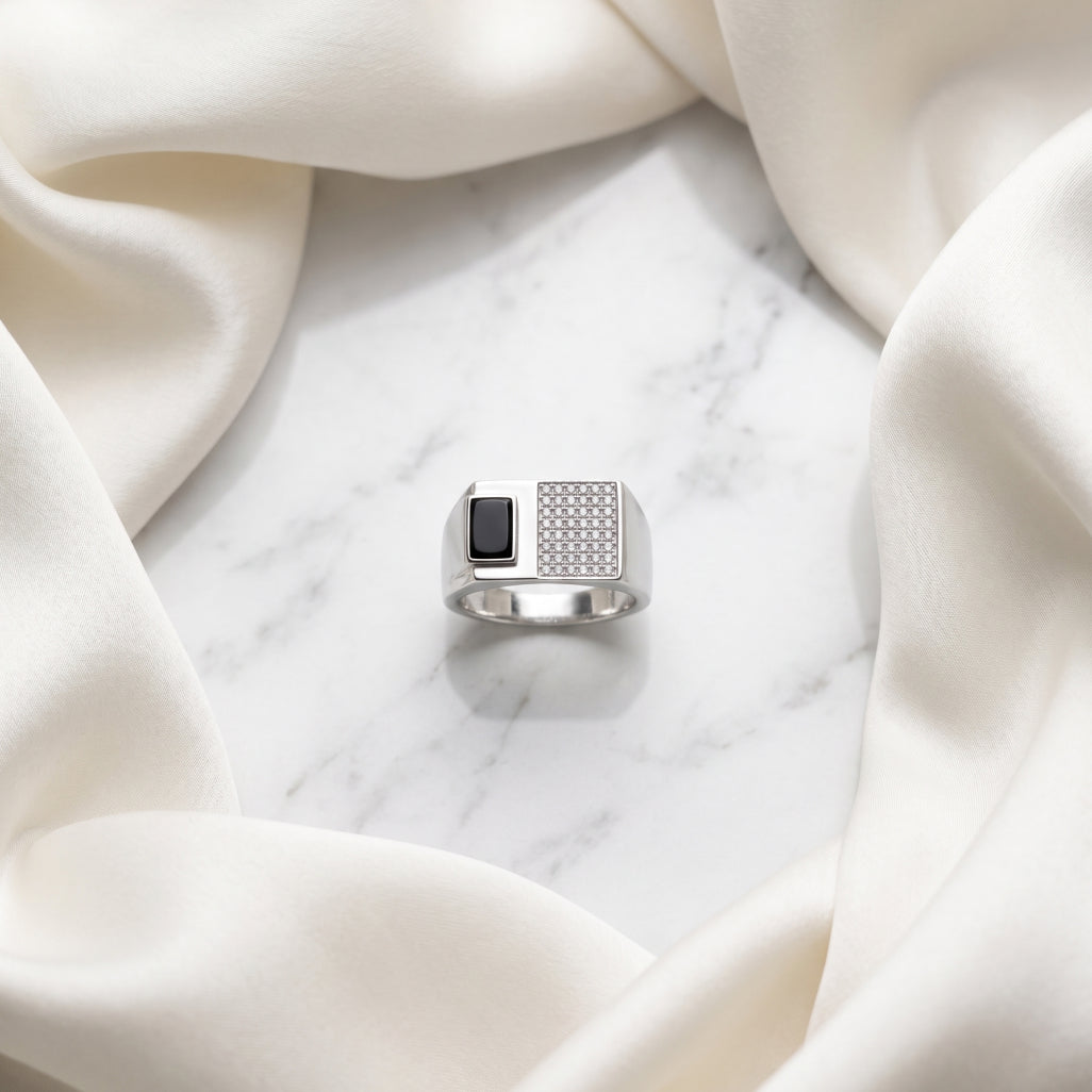 Onyx Panel Signet Ring