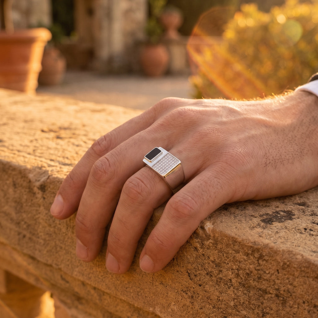 Onyx Panel Signet Ring