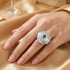 Emerald Cluster Dome Cocktail Ring