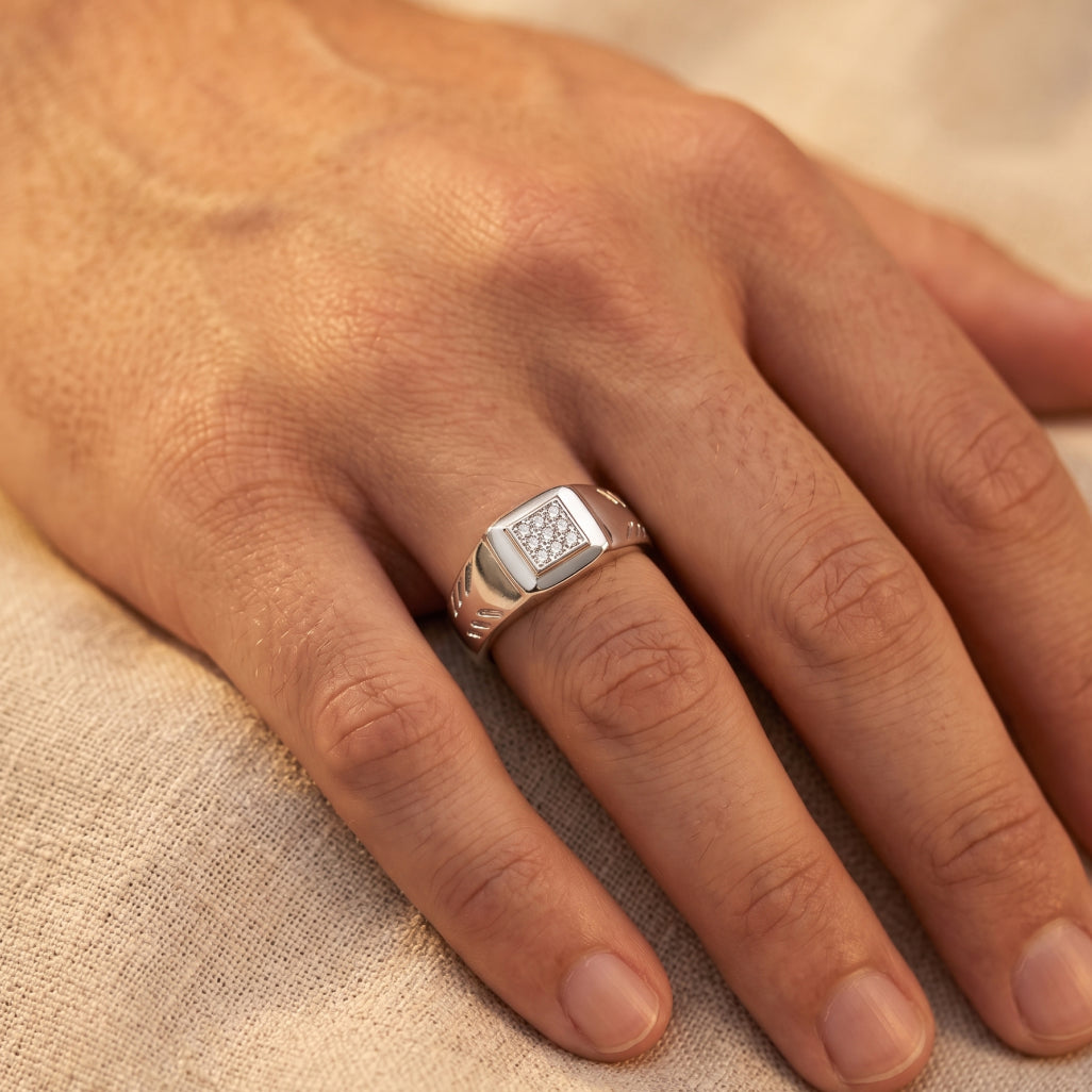 Chevron Window Signet Ring