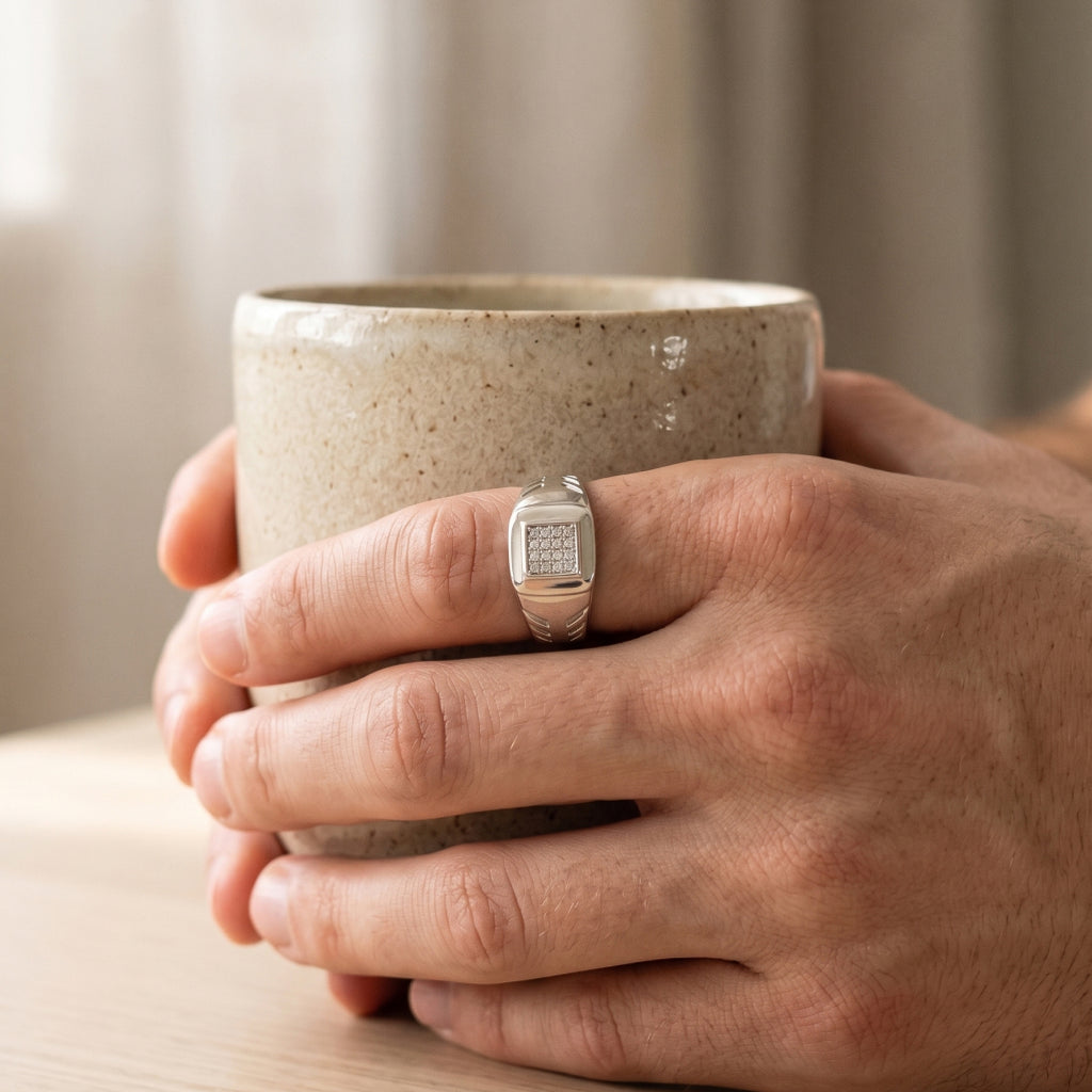 Chevron Window Signet Ring