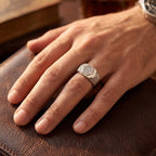 Hexagon Slash Signet Ring