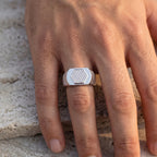 Hexagon Slash Signet Ring