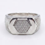 Hexagon Slash Signet Ring