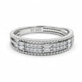 Bar Cut Stone Beaded Band Ring 925 Sterling Silver
