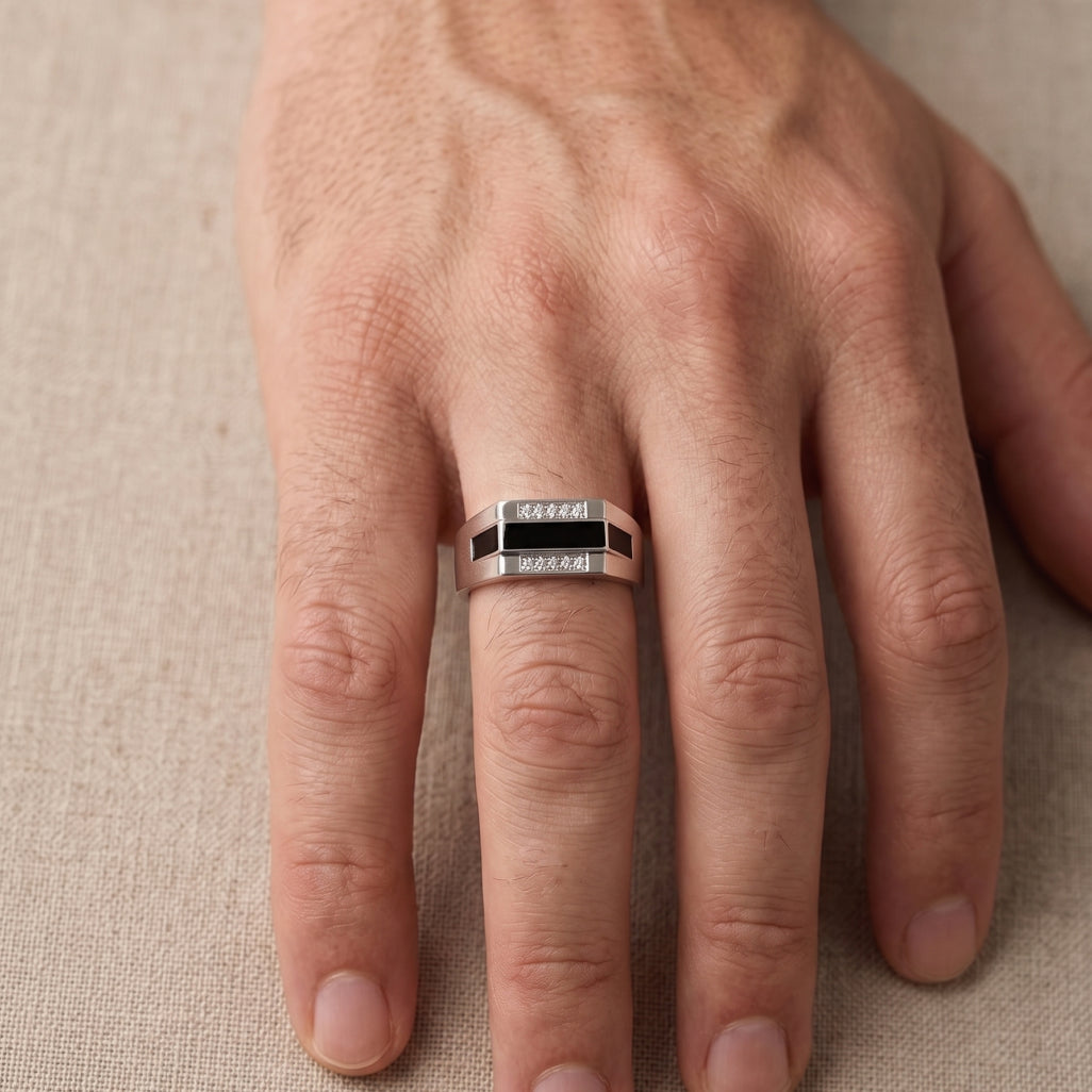Dual Panel Onyx Ring