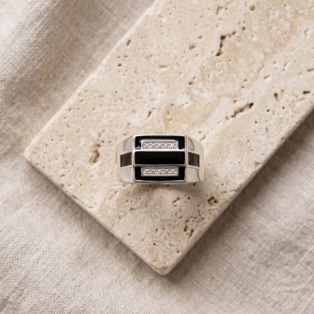 Dual Panel Onyx Ring