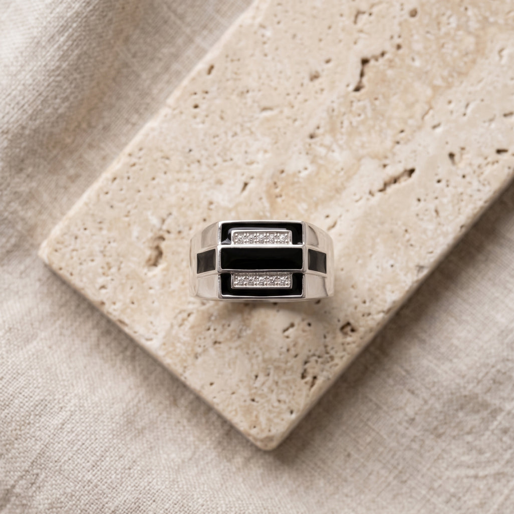 Dual Panel Onyx Ring