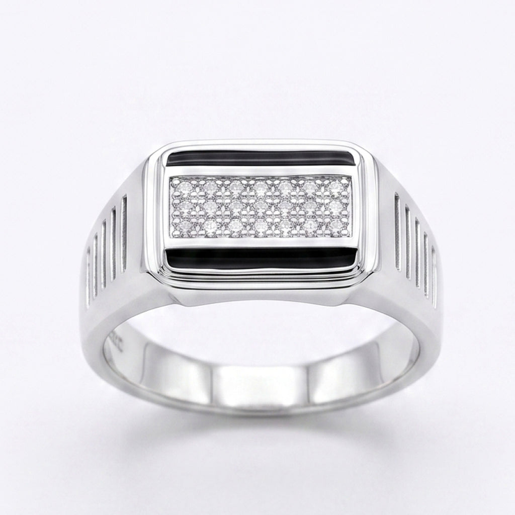 Onyx Rail Signet Ring